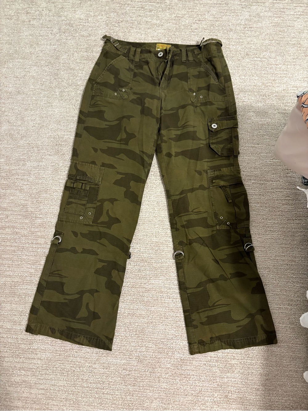 Z. Cavaricci Olive Green Camo Cargo Pants